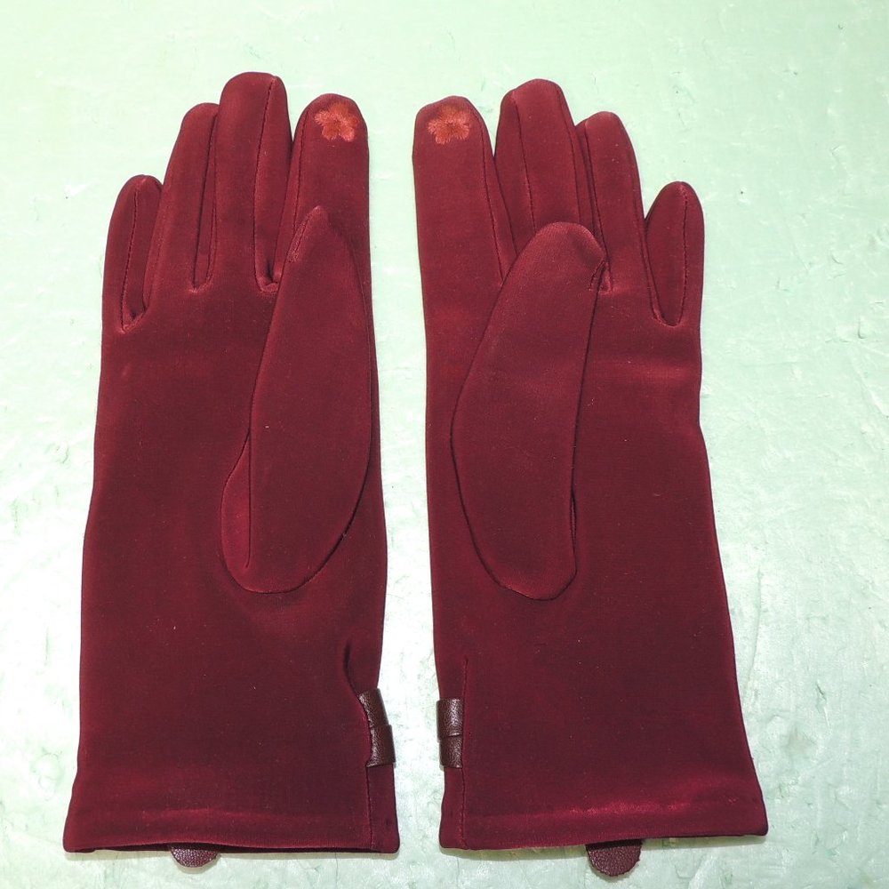 Women's Maroon  gloves with bow,